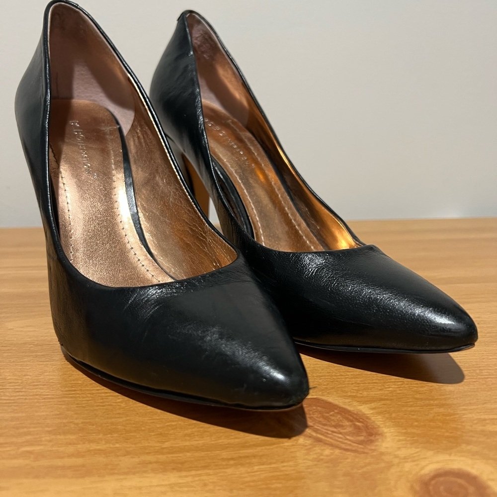 Black leather heels
